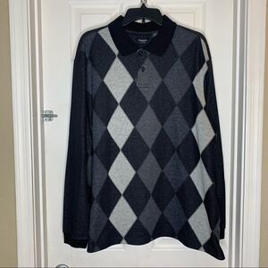 Haggar Mens Collared Argyle Shirt Size XL